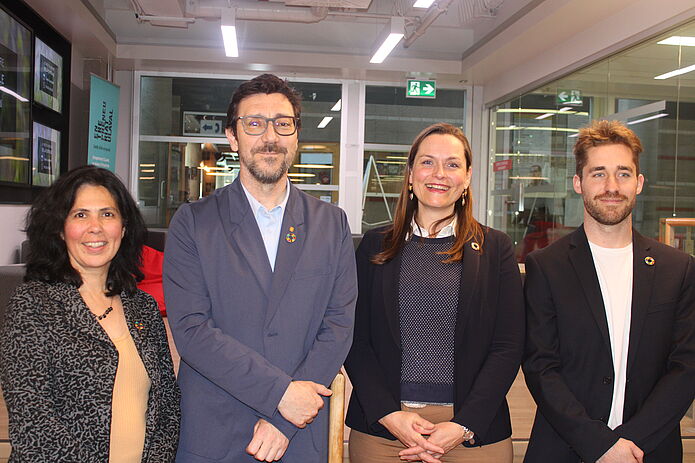 Valentina Poch, directrice des opérations du CIRODD - Stéphane Roche, directeur de l'Institut EDS - Cécile Martin Phipps, directrice de l'IFDD - Charles Beaudry, Fondateur Accélérer 2030 pour le Québec